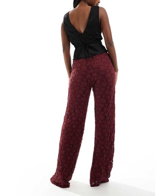 Threadbare Red Wide Leg Lace Pants