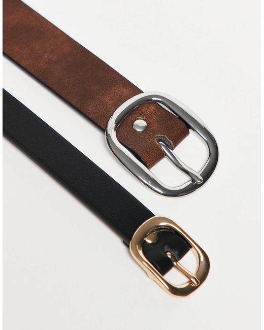 ASOS Black Waist And Hip 2 Pack Skinny And Wide Jeans Belt