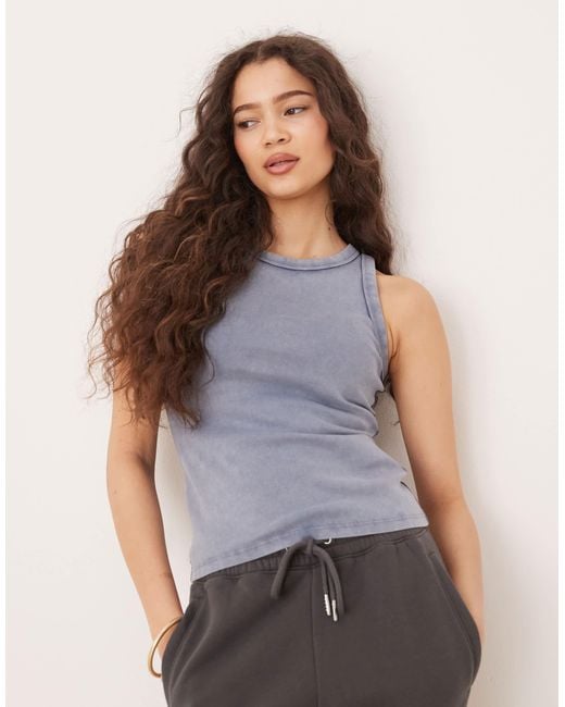 Débardeur côtelé rétro à col ras Abercrombie & Fitch en coloris Gray