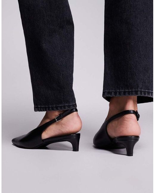 Public Desire Black Saskia Slingback Kitten Heel Shoes