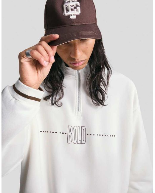Bershka Sweatshirt Met Print En Korte Rits in het White voor heren