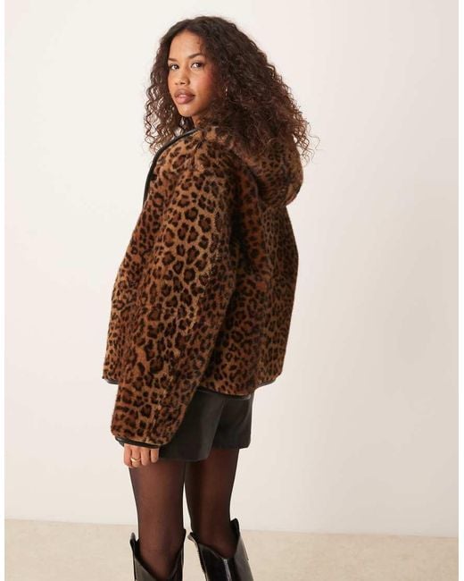 Mango Natural Reversible Leopard Faux Fur Jacket