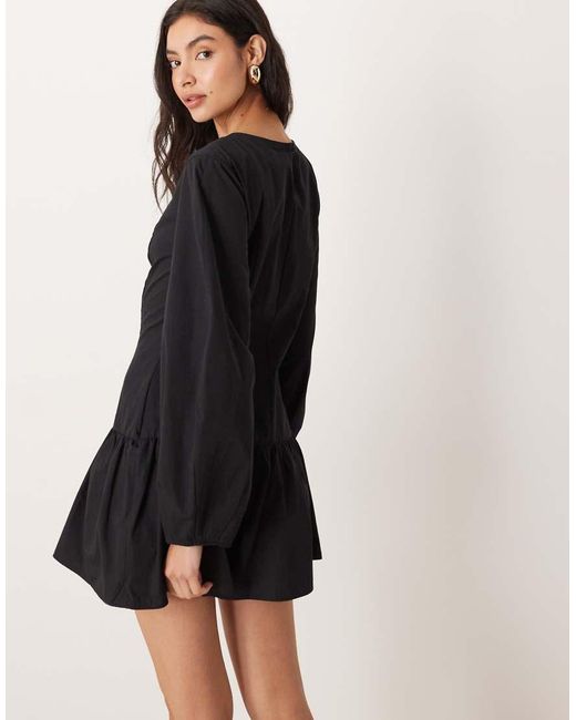 ASOS Black Cocoon Sleeve Drop Waist Mini Dress