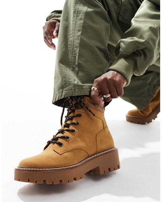 Bottines plates chunky en imitation daim Stradivarius en coloris Green