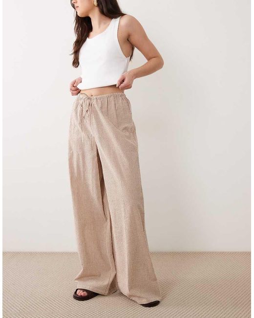 Wednesday's Girl Natural Tie Up Wide Leg Trouser