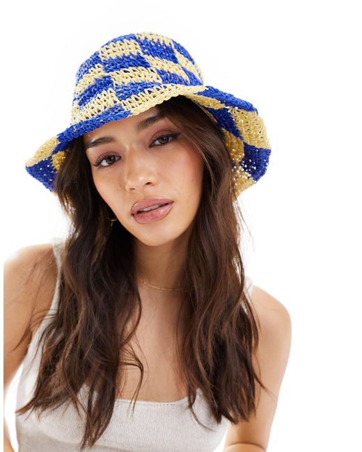 South Beach Blue Checkerboard Bucket Hat