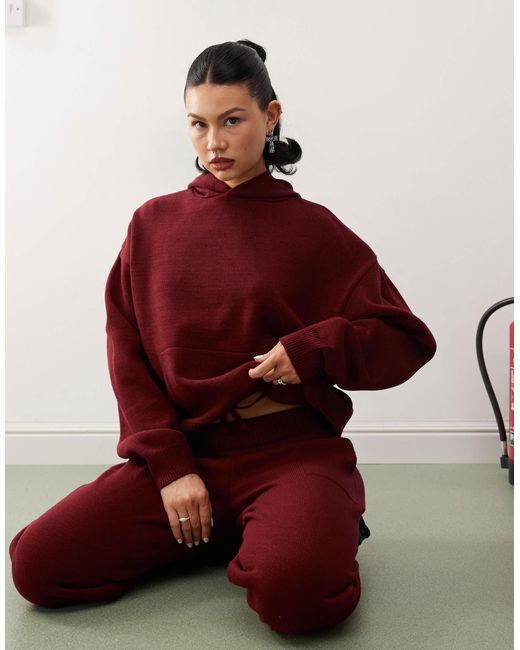 Collusion Red – gestrickter oversize-kapuzenpullover
