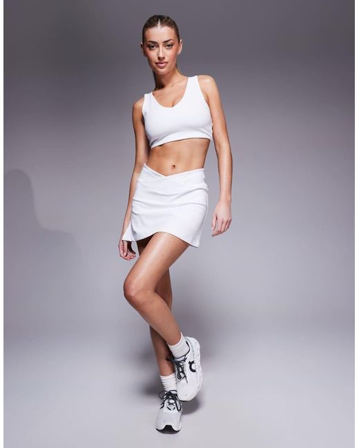 4505 Gray Wrap Waist Tennis Skirt With Under Short And Phone Pocket