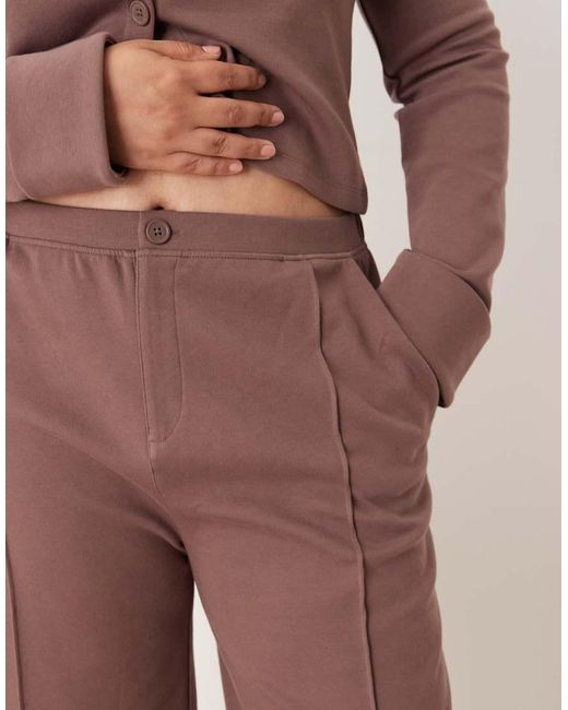 ASOS Brown Asos Design Curve Interlock Cuffed Hem Sweatpants