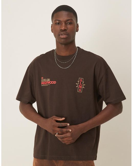 ASOS Brown Oversized T-shirt With City Graphic for men