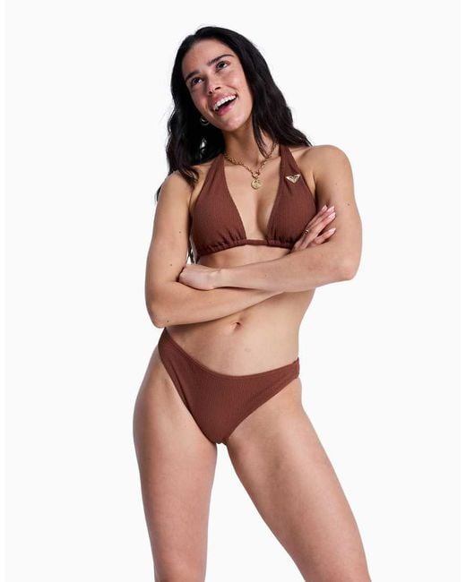 Roxy Brown Sunshine Medium Coverage Bikini Bottoms