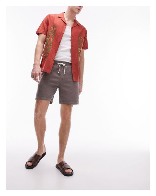 Topman – strukturierte shorts in Brown für Herren