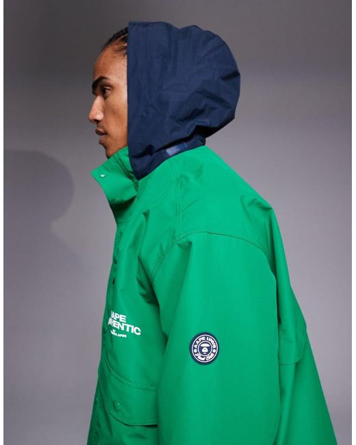 Aape By A Bathing Ape Green Aape By A Bathing Ape Technical Windbreaker for men