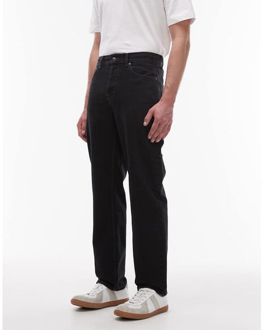 Vaqueros Rígidos Lavado De Pernera Recta Y Estilo Carpintero De -Gris Topman de hombre de color Black