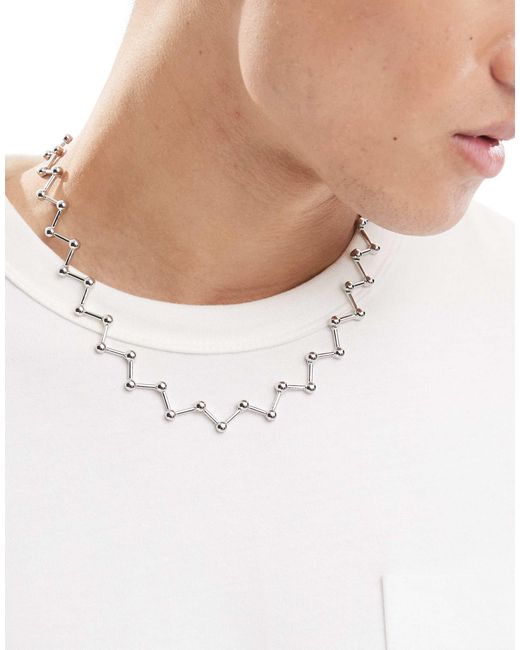 ASOS – farbene halskette im zickzack-design in White für Herren