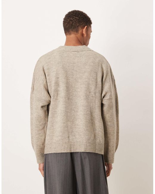 ASOS – kastiger strickpullover in Natural für Herren