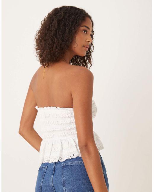 ASOS Blue – trägerloses, gesmoktes oberteil