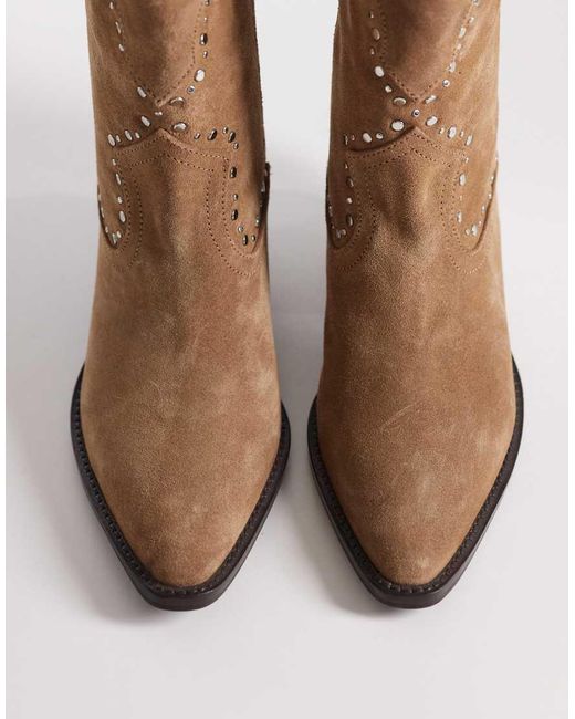 Mango Brown Western Embellished Boots