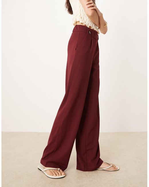 JDY Tall Dad Broek Met Knoopdetail En Wijde Pijpen in het Red