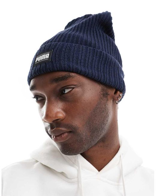 PUMA Blue Ribbed Classic Cuff Beanie