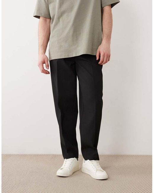 ASOS Natural Tailored Oversized Tapered Comfort Ribbed Trousers for men
