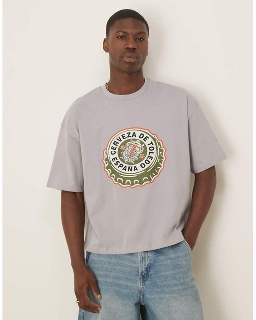 ASOS Recht T-Shirt Met Grafische Tekstprint in het Natural voor heren