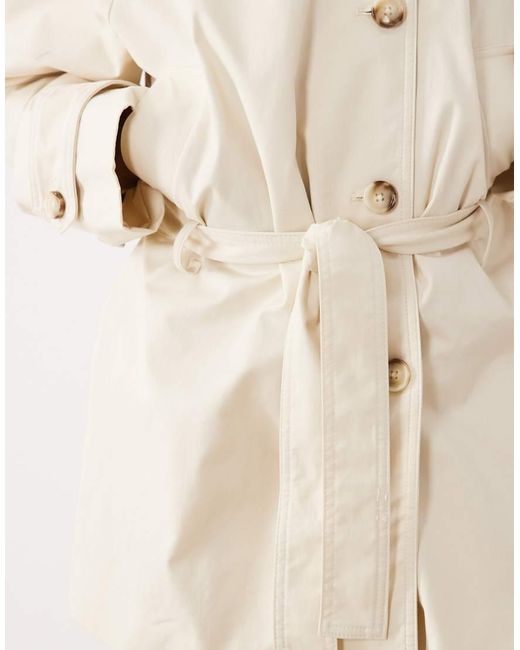 Mango Natural Cotton Rich Funnel Neck Trench Coat