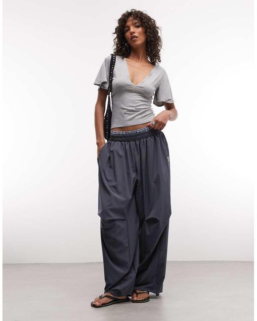 Collusion Gray Deep V Neck Batwing Top