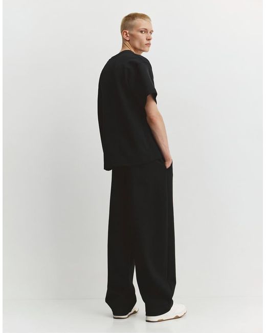 Pull&Bear Black Interlock Balloon Tracksuit Bottoms for men