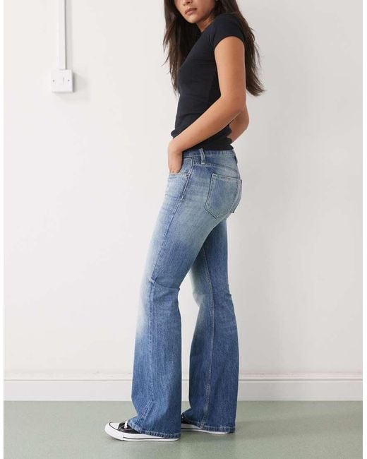 Weekday Blue Nova Low Waist Slim Bootcut Flare Jeans
