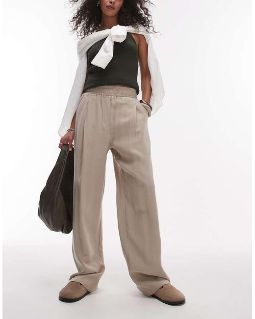 TOPSHOP Natural Elasticated Waistband Tailored Jogger Trouser