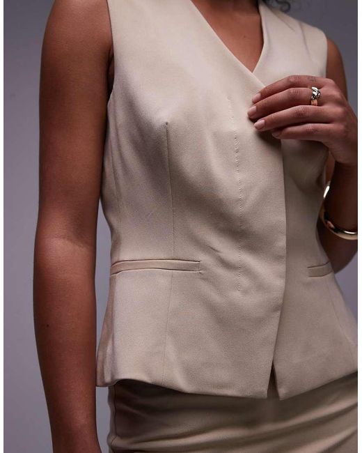 ASOS Natural Tailored High Break Point Waistcoat