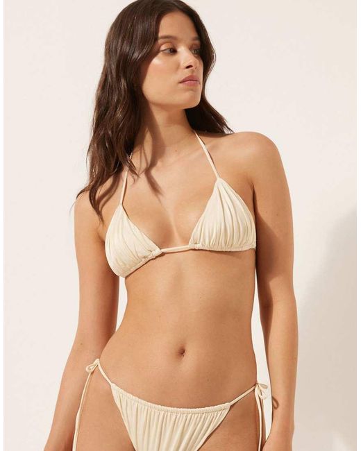 Calzedonia Natural Shiny Satin Triangle Bikini Top