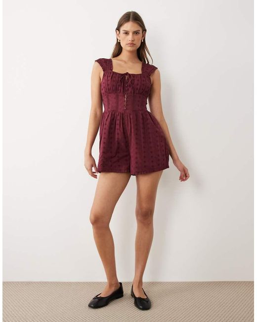 Miss Selfridge Red Broderie Romper