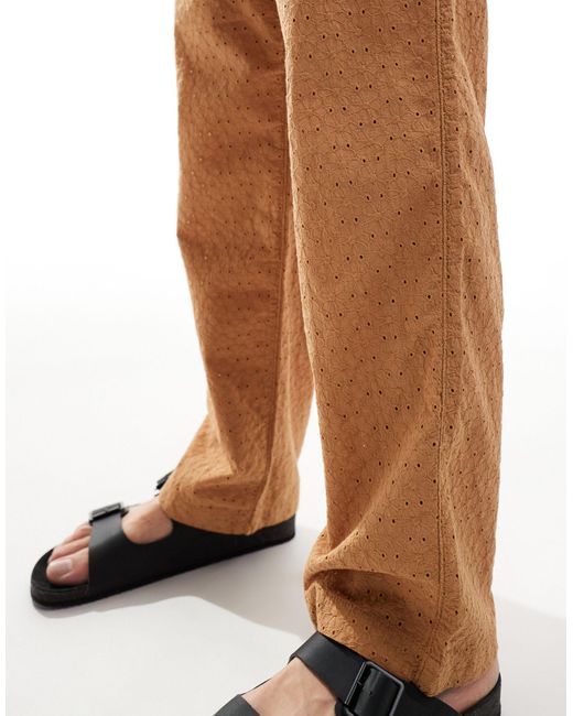 Pantalones playero color tostado holgado con cinturilla elástica y diseño ASOS de hombre de color Black