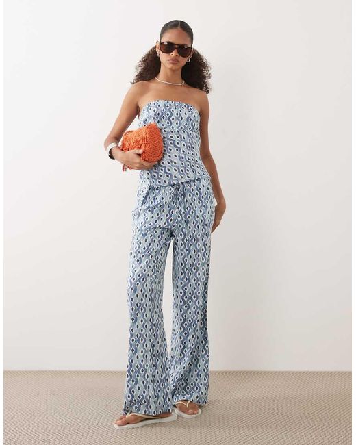 Mango Blue Teen Off Shoulder Asymmetric Hem Top