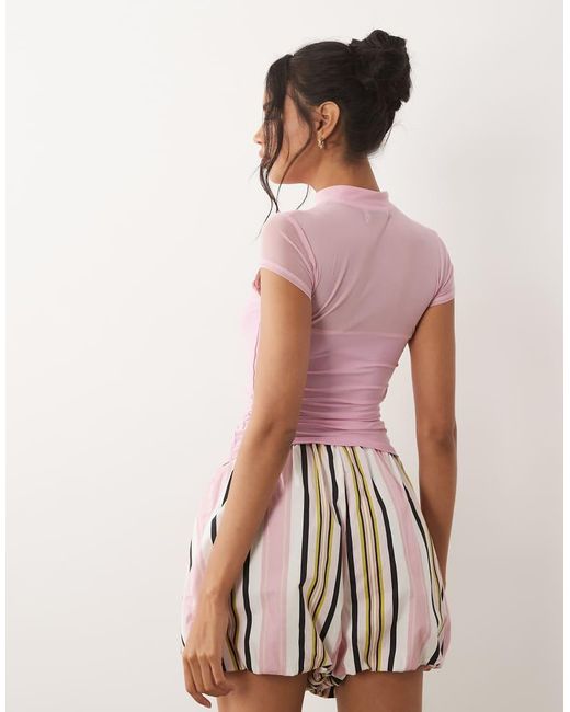 ASOS Pink Rouleau Loop Cut Out Top