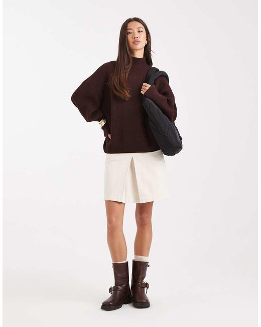 ASOS Brown Extreme Boxy Jumper With Funnel Neck