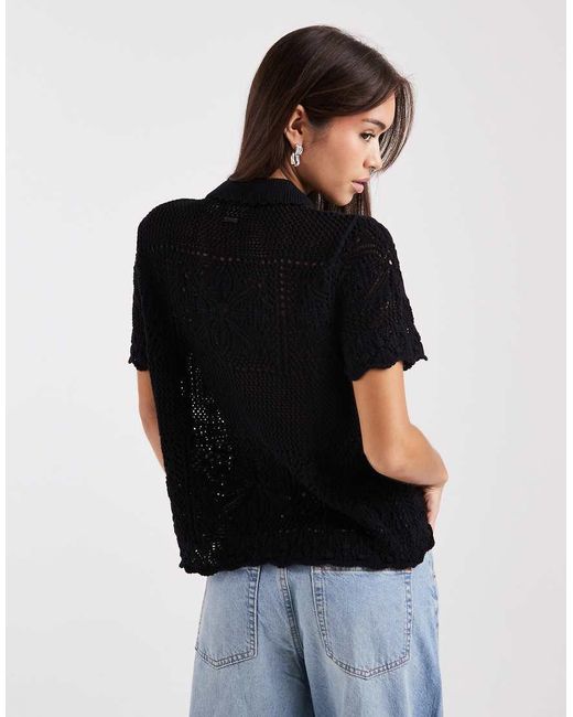 Levi's Black Susanna Floral Crochet Shirt