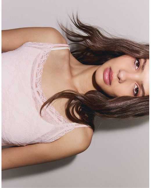 Stradivarius Pink Lace Strap Top