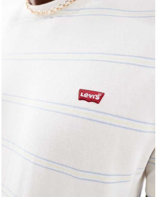 Levi's White Original Batwing Logo Stripe T-shirt for men
