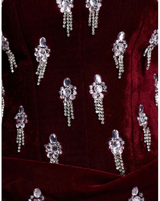 ASOS Purple Asos design tall – verziertes maxikleid aus samt