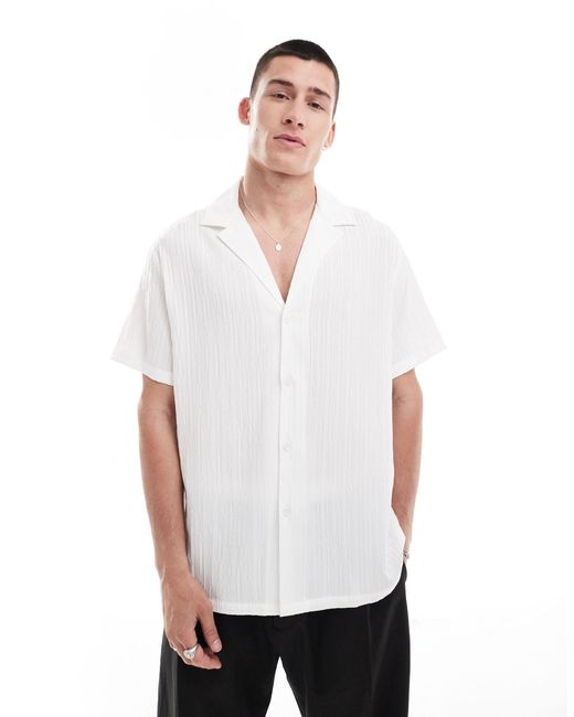 ASOS – kurzärmliges, lässig geschnittenes hemd in White für Herren