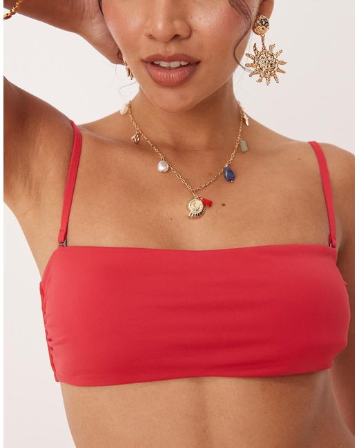 Top Bikini A Fascia di Calvin Klein in Red