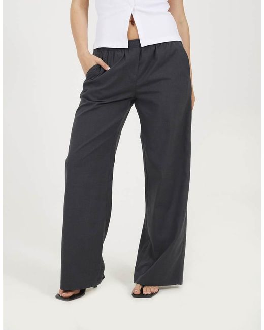 Brave Soul White Check Tailored Trousers With Elasticated Waist