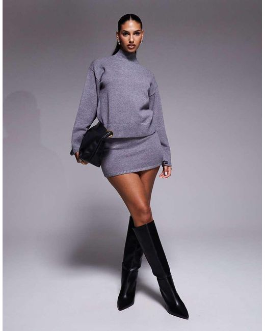 Aria Cove Purple High Neck Oversized Sleeve Jumper Co-ord