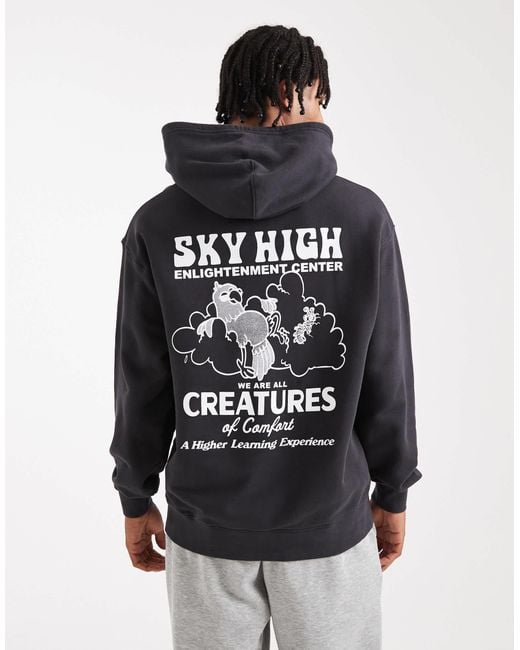 Levi's Gray Sky High Back Print Relaxed Fit Hoodie for men