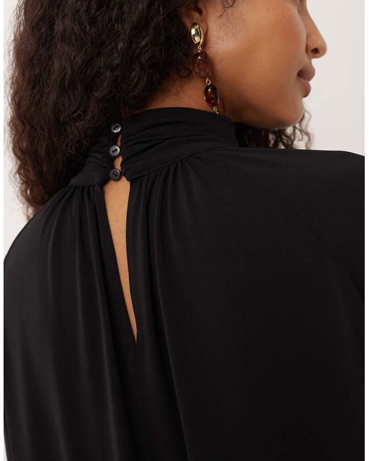 Mango Black Ruffle Detail Blouse
