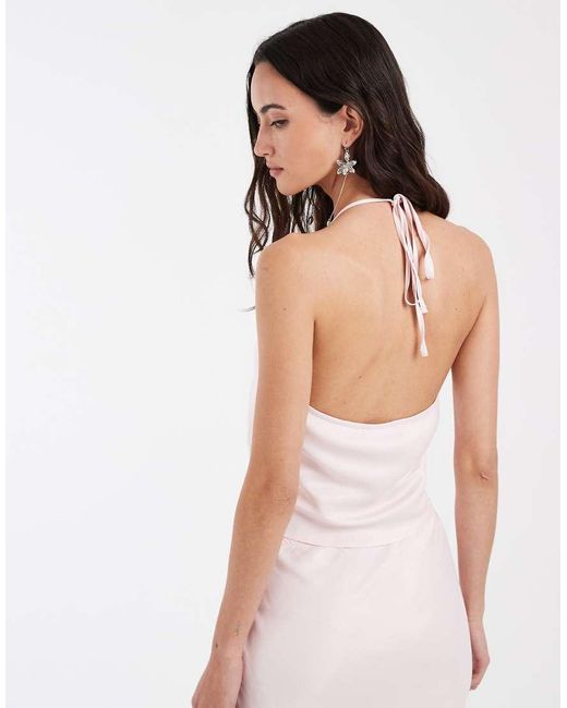 ASOS White Satin Halter Scoop Neck Cami