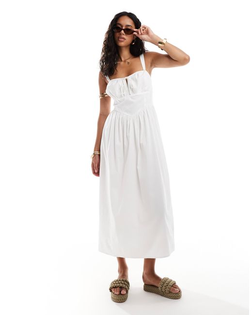 River Island White – midikleid aus popeline